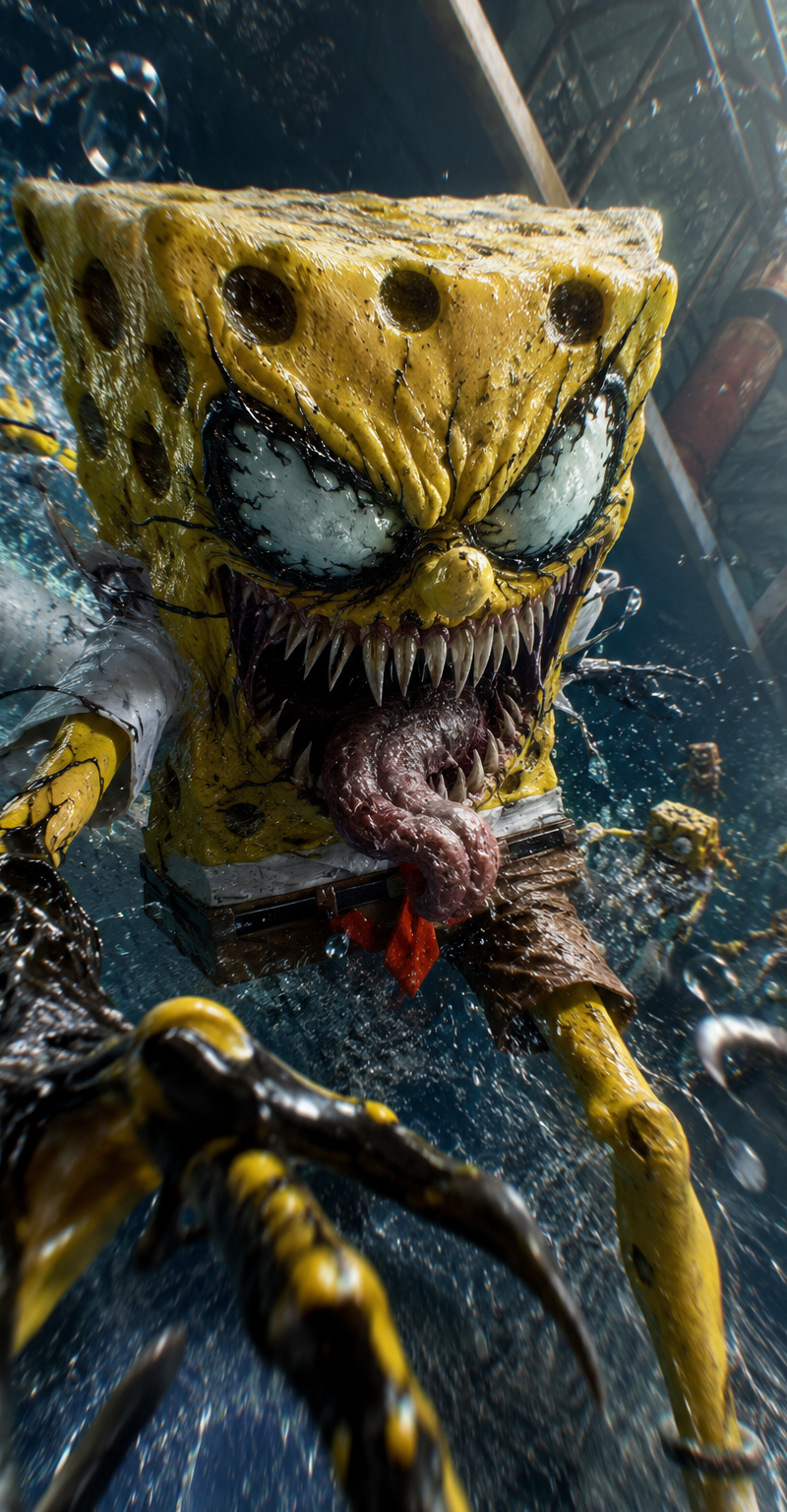 A mix of Venom and Sponge bob