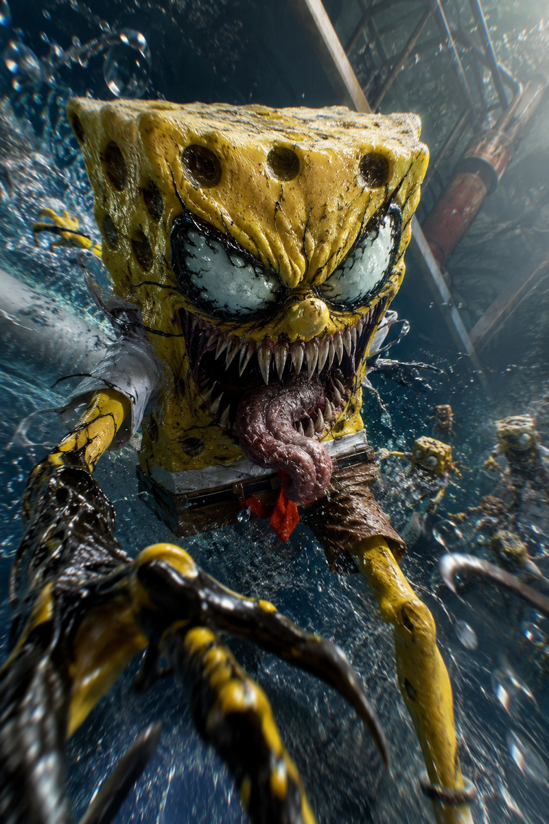 A mix of Venom and Sponge bob