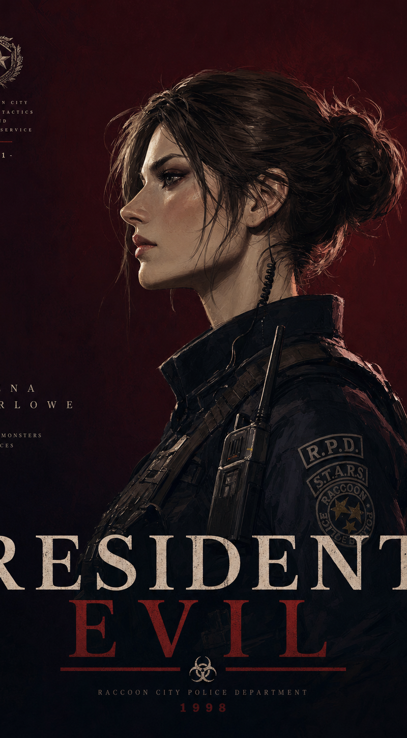 Jill Valentine from Resident Evil, illustrated in a Kubo Tite-inspired thick pai