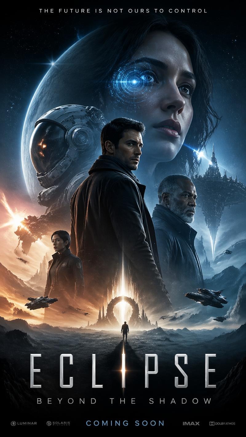 Create a Science fiction movie poster ，The aspect ratio is 9:16