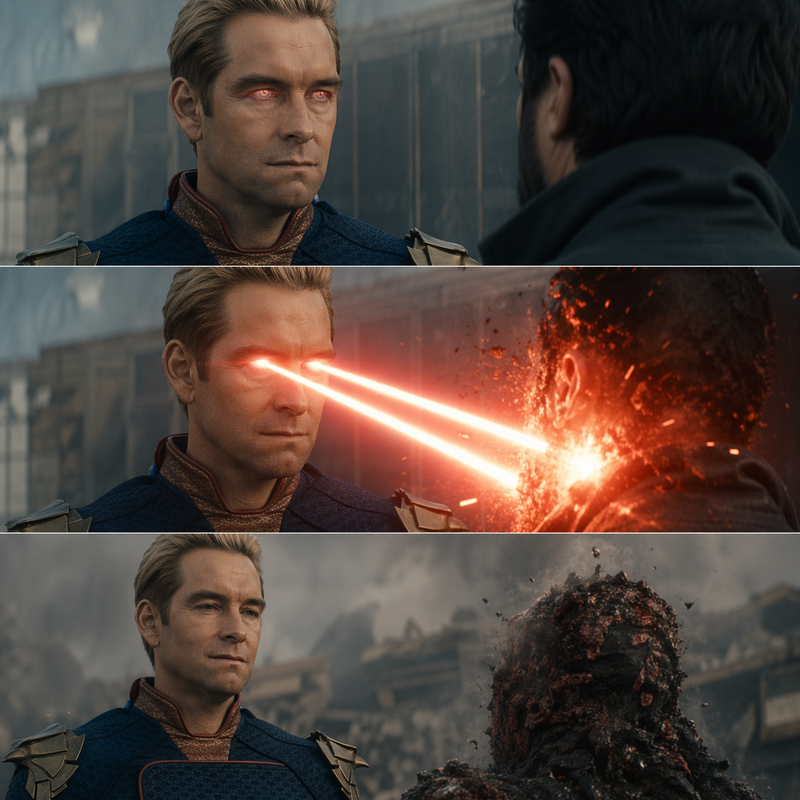 Homelander using his heat vision