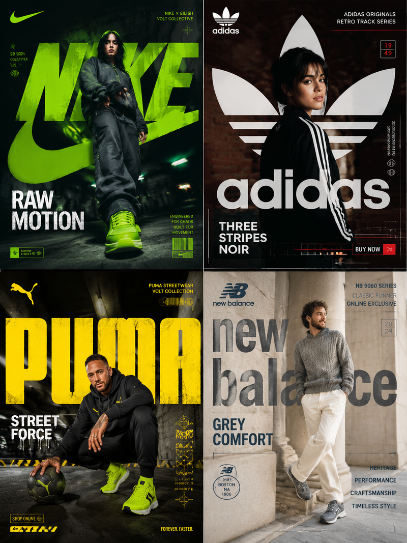 Nike × Billie Eilish — "RAW MOTION" FORMAT: Ultra-Premium Streetwear SMM Poster