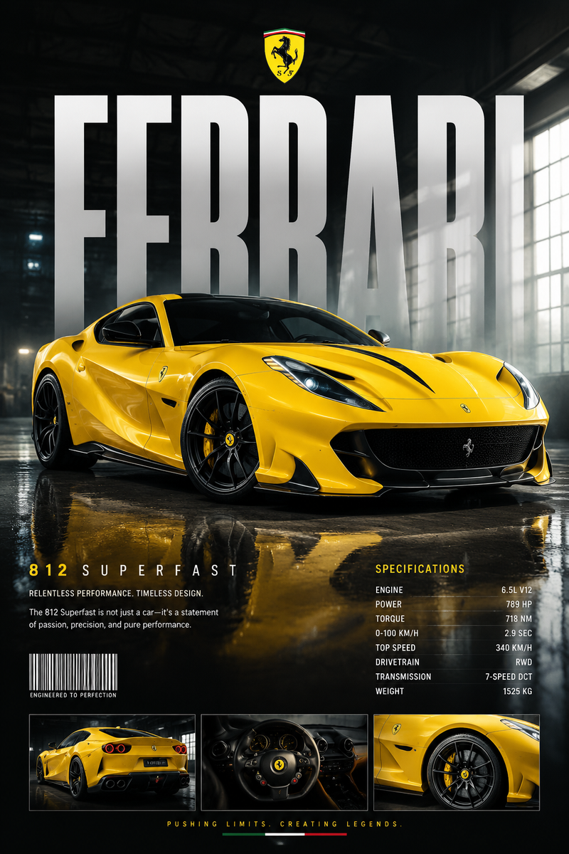 Universal Dodge Viper Style Vehicle Poster Prompt(Use your own vehicle photo as 