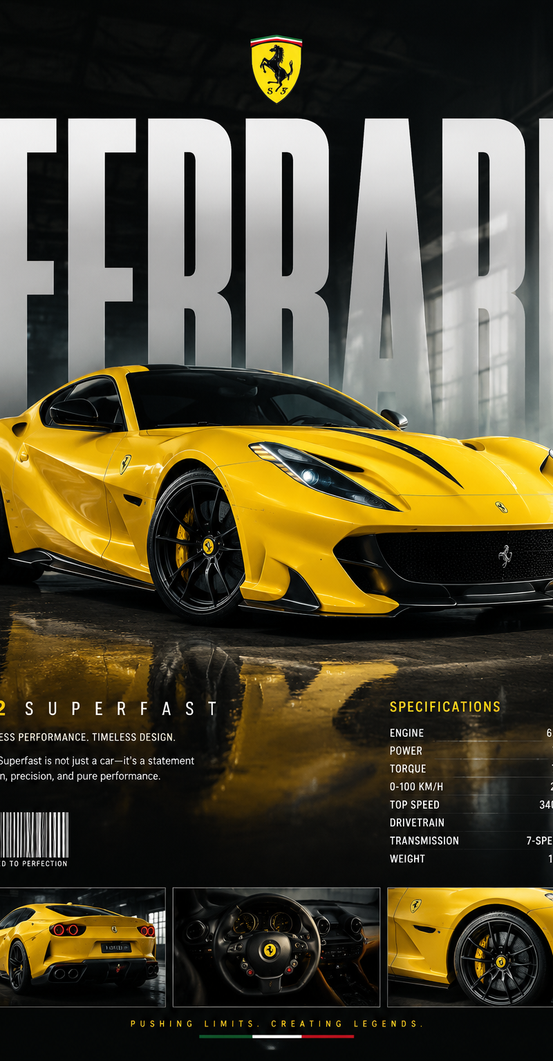 Universal Dodge Viper Style Vehicle Poster Prompt(Use your own vehicle photo as 