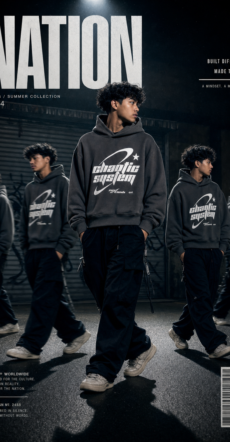 Transform my photo into a high-end cinematic streetwear editorial poster