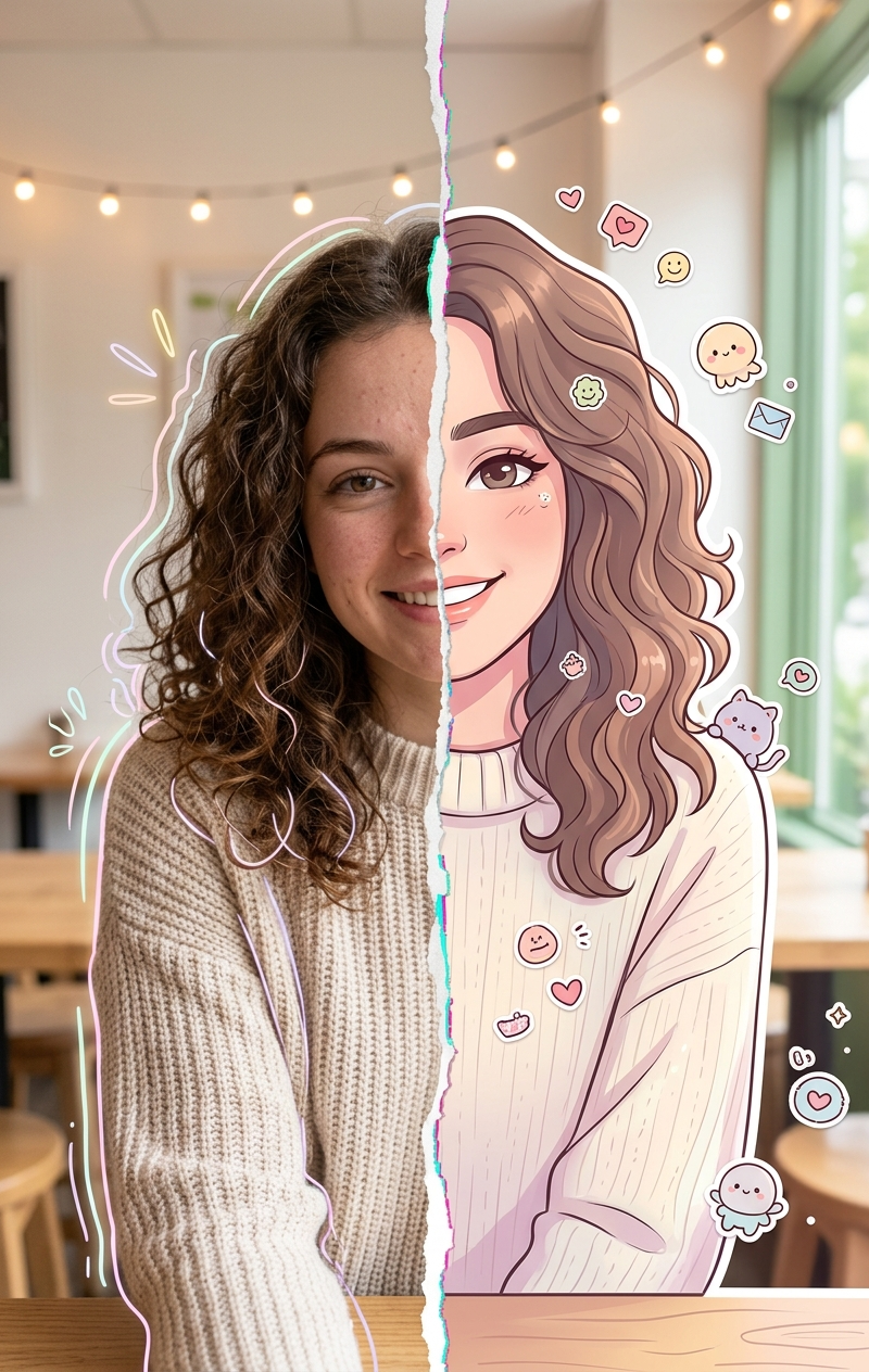 High-detail 8K split-style composition where the subject is divided vertically i