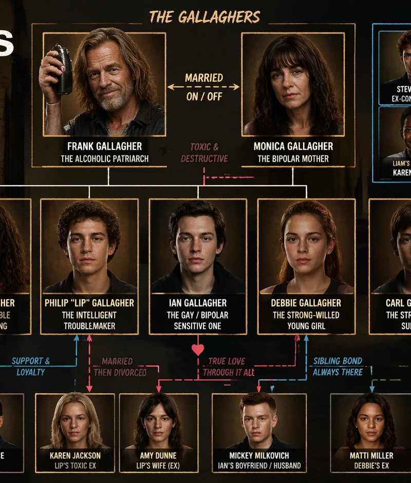 Please generate a character relationship diagram for the TV series Shameless