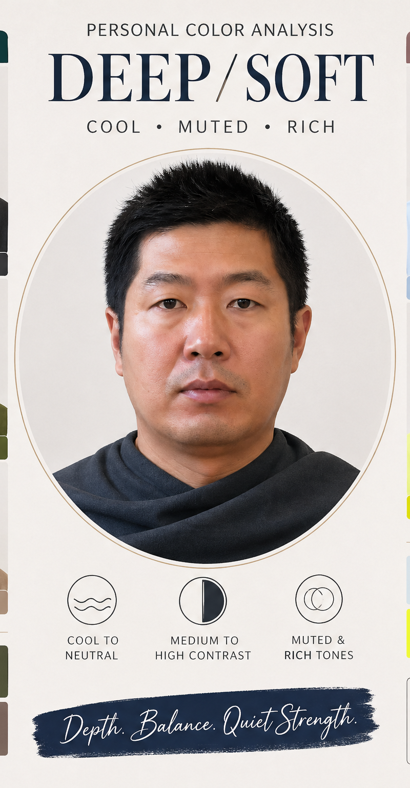 Create a personal color analysis graphic using this portrait