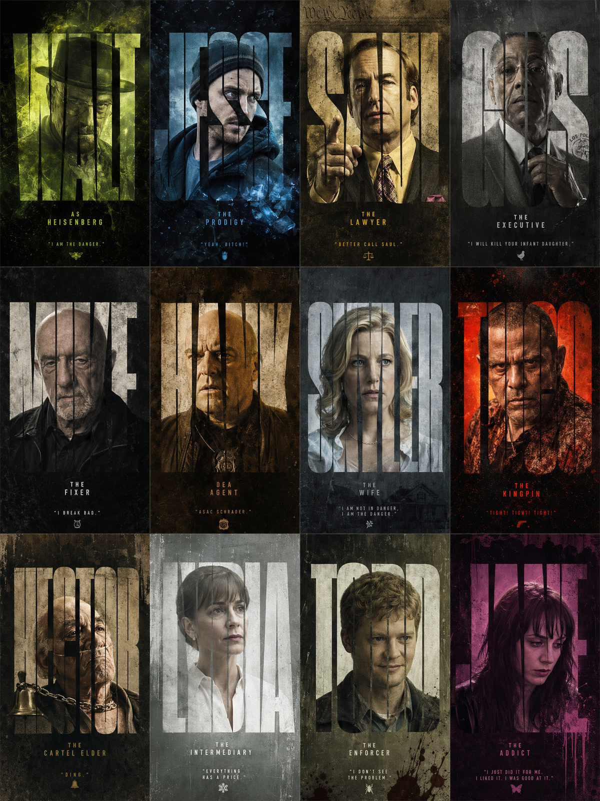 Create a high-contrast, cinematic graphic design poster inspired by the TV serie