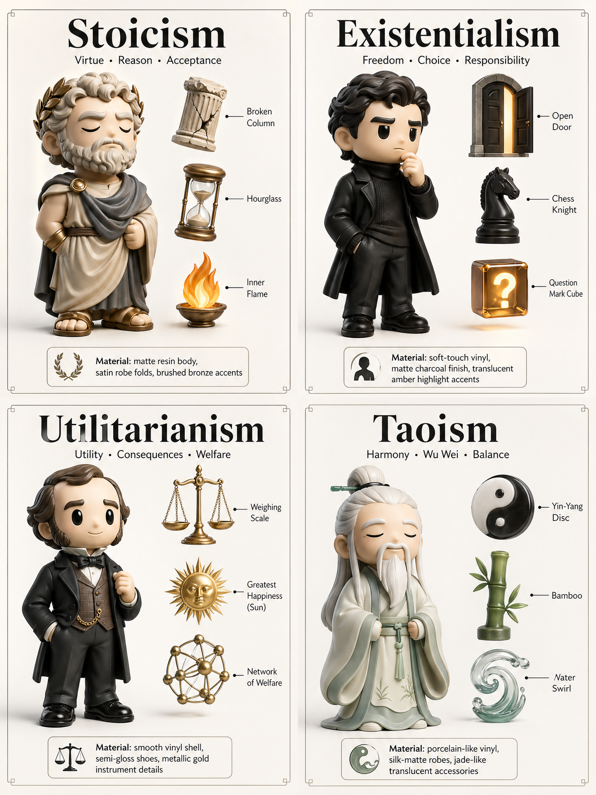 2x2 grid, do this for 4 famous philosophy system: Render_Target = ( 3D_Designer_