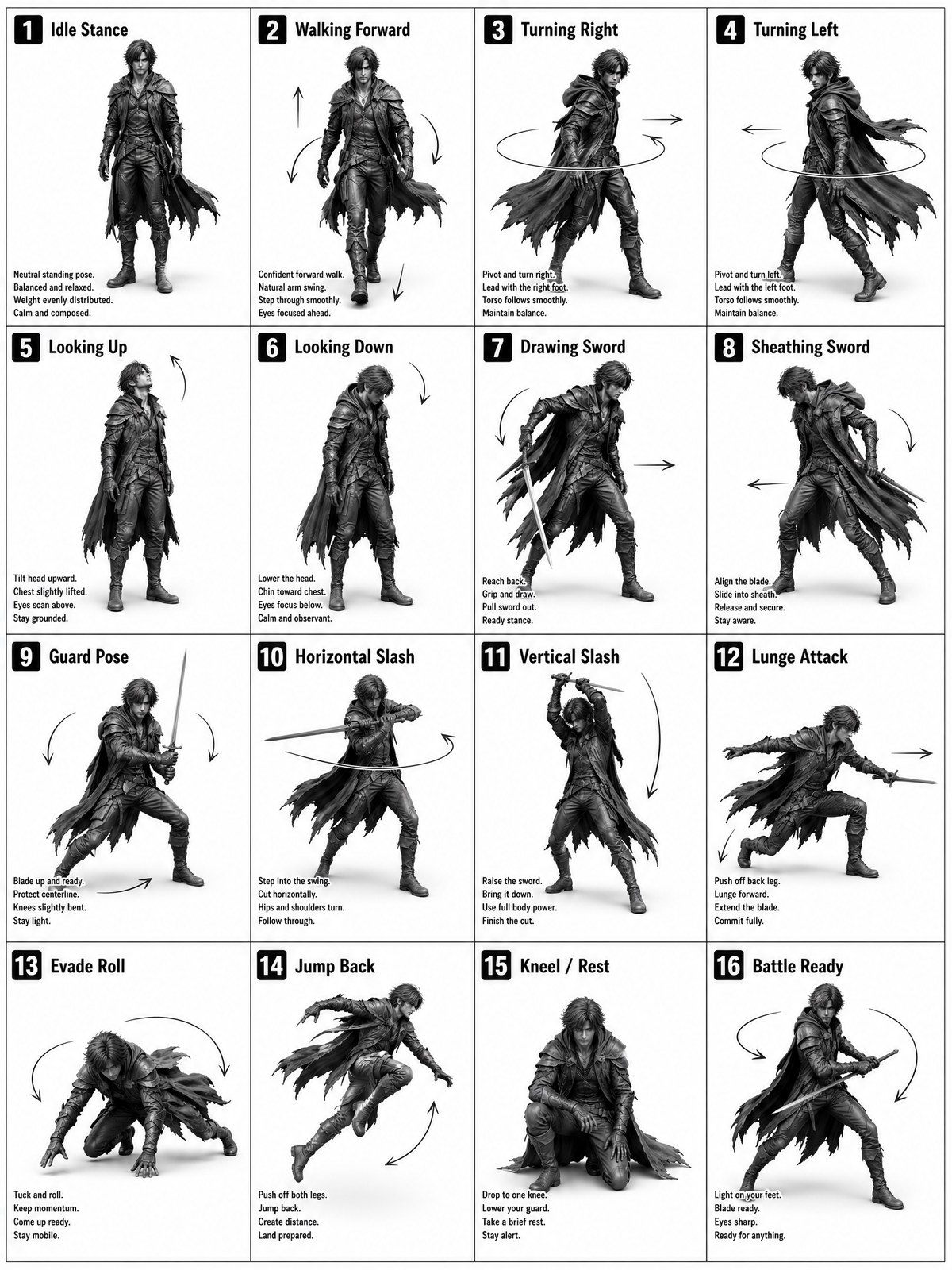 [STYLE] Monochrome grayscale illustration, 3D-rendered character, clean instruct