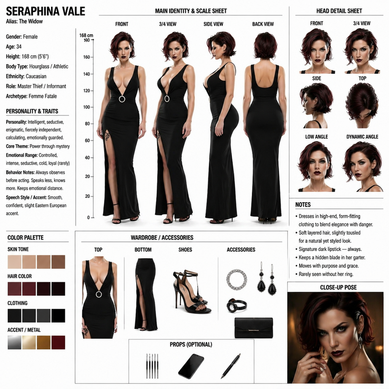 Cinematic Character Concept Art Sheet (Realistic / Photorealistic Character Turn