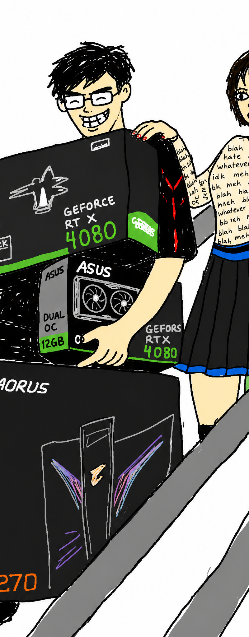 Redraw the attached image in the most clumsy, scribbly, and utterly pathetic way