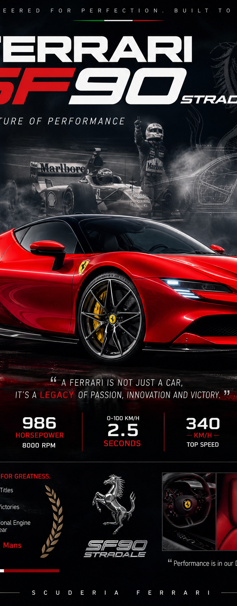 Create an epic premium automotive poster of [CAR MODEL]