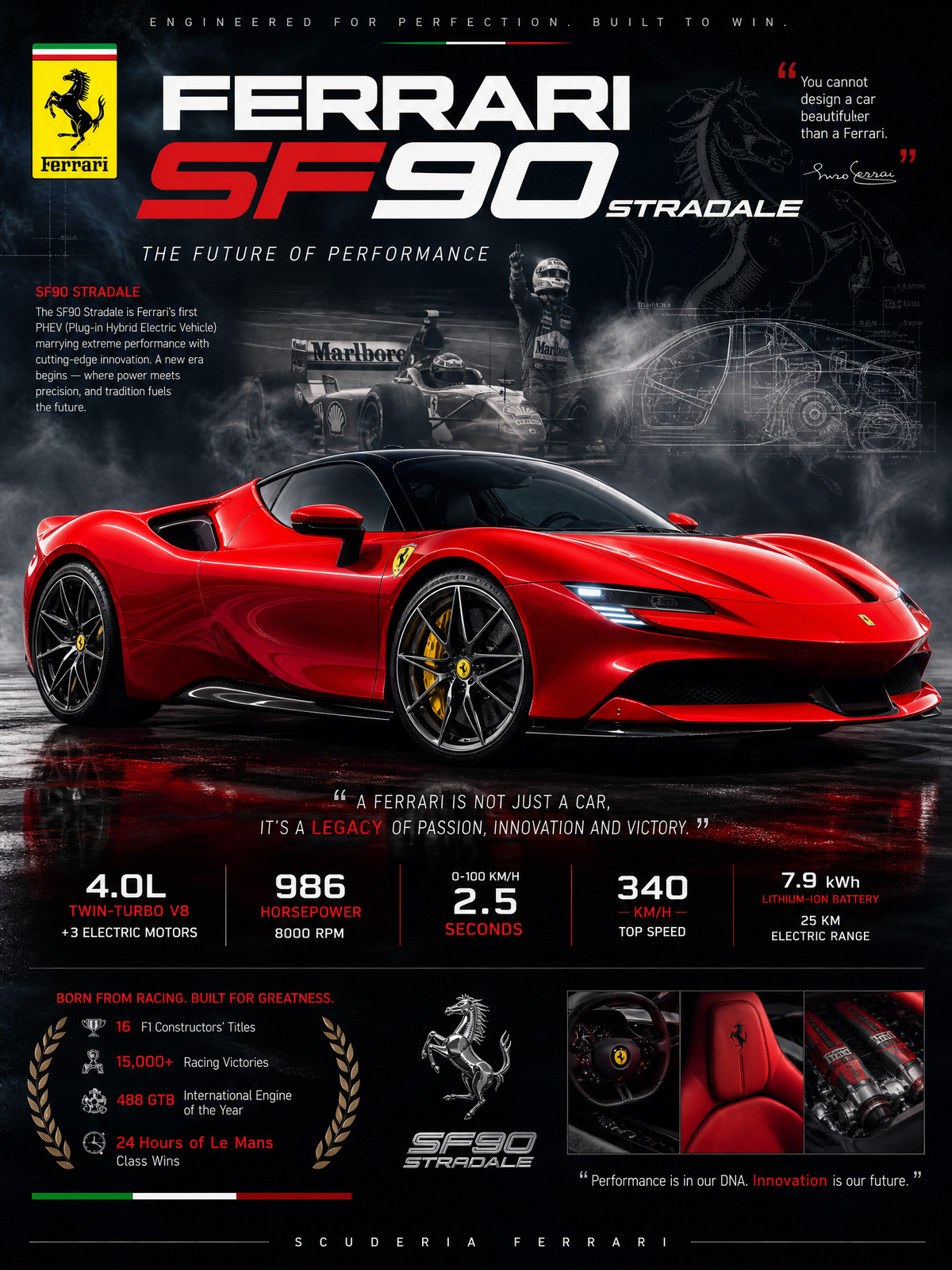 Create an epic premium automotive poster of [CAR MODEL]