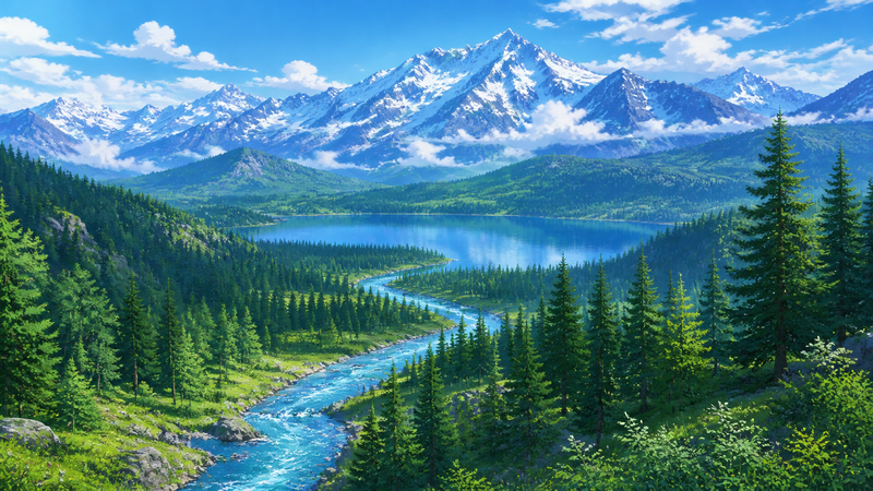 masterpiece, best quality, score_7, safe, anime, beautiful landscape, winding ri