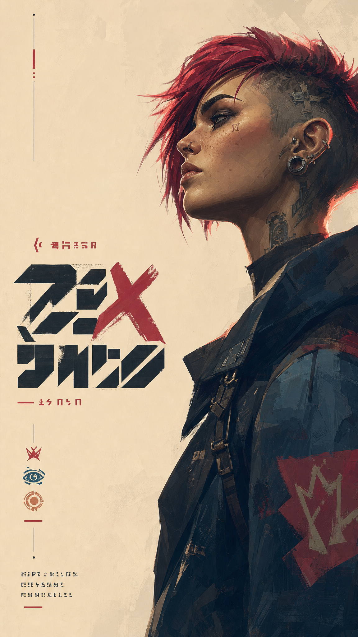 Vi from Arcane, rendered in an American-style thick paint illustration