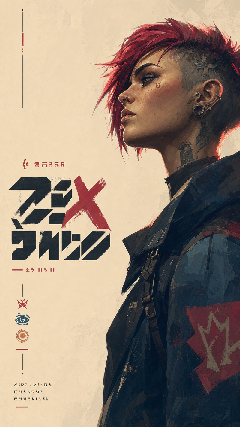 Vi from Arcane, rendered in an American-style thick paint illustration