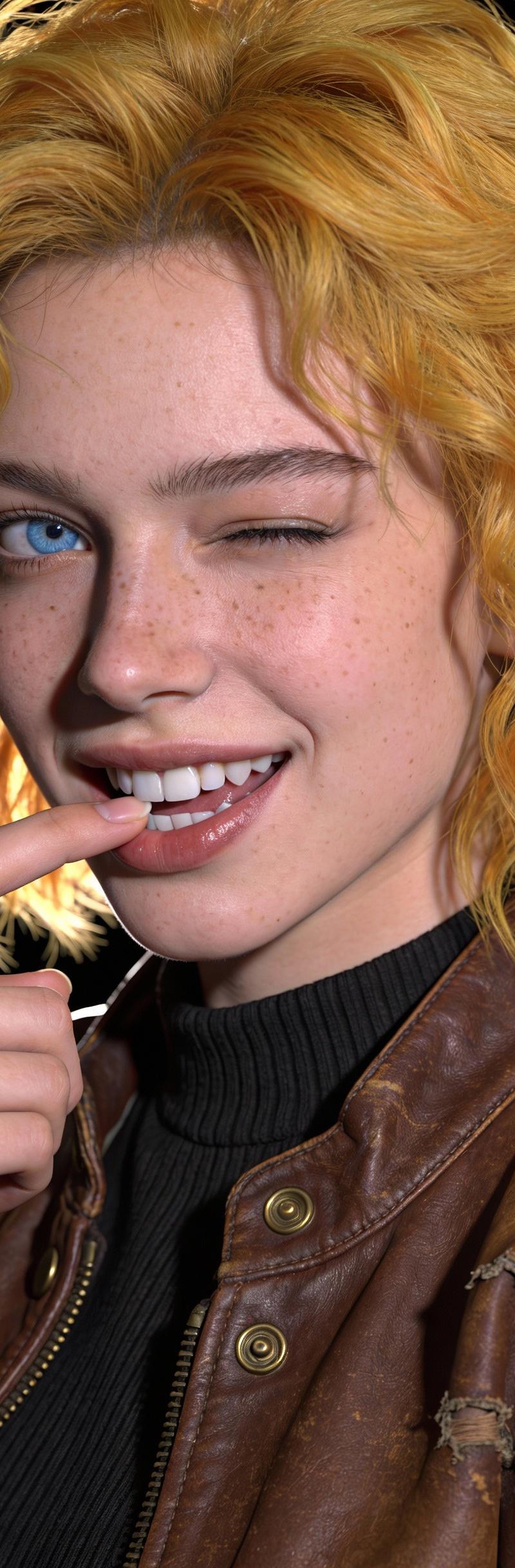 { "subject": { "description": "A young Caucasian woman with striking features", 
