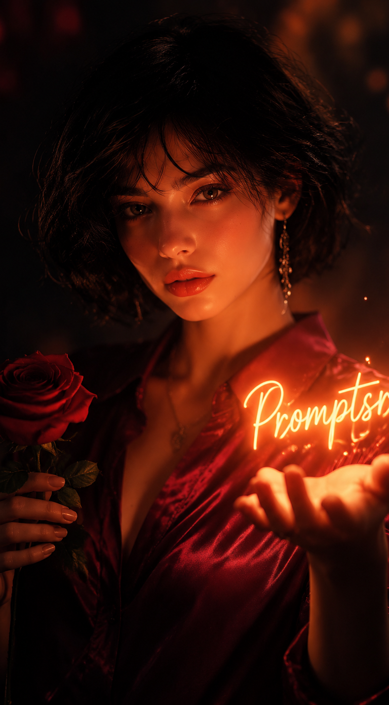 Ultra cinematic dark portrait of a beautiful girl with short messy black bob hai