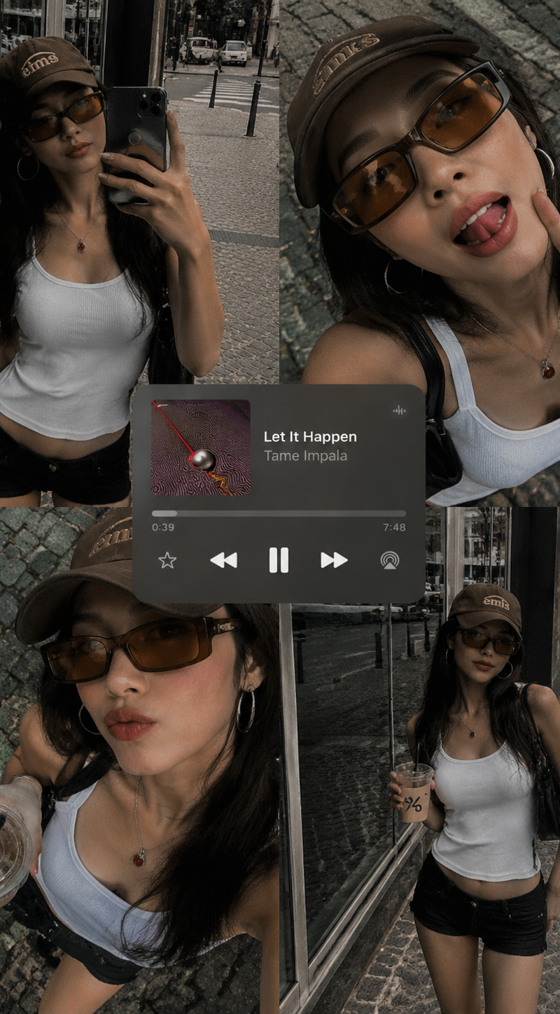 { "title": "Street Style Mirror-Selfie Edit", "style": "fashion editorial, candi