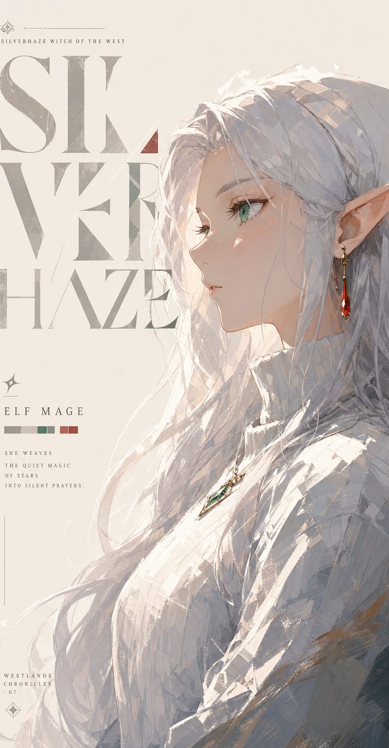 Frieren from Frieren, rendered in an Kubo tite-style thick paint illustration