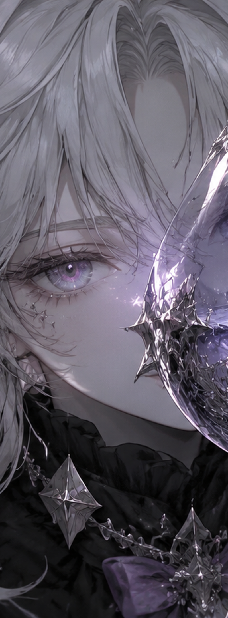 作为 @Image1=萨勒芬妮 绝对的主要参考资料。制作一幅 16：9 水平宽屏风格化插画，展示一张新的最终图像，基于 @Image1 背景简洁但带有梦幻效果，