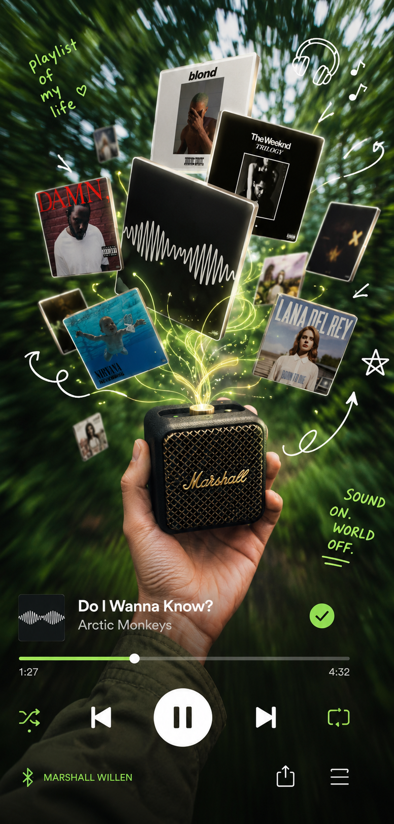 This is a digital poster blending music visualization, UI design, and creative p