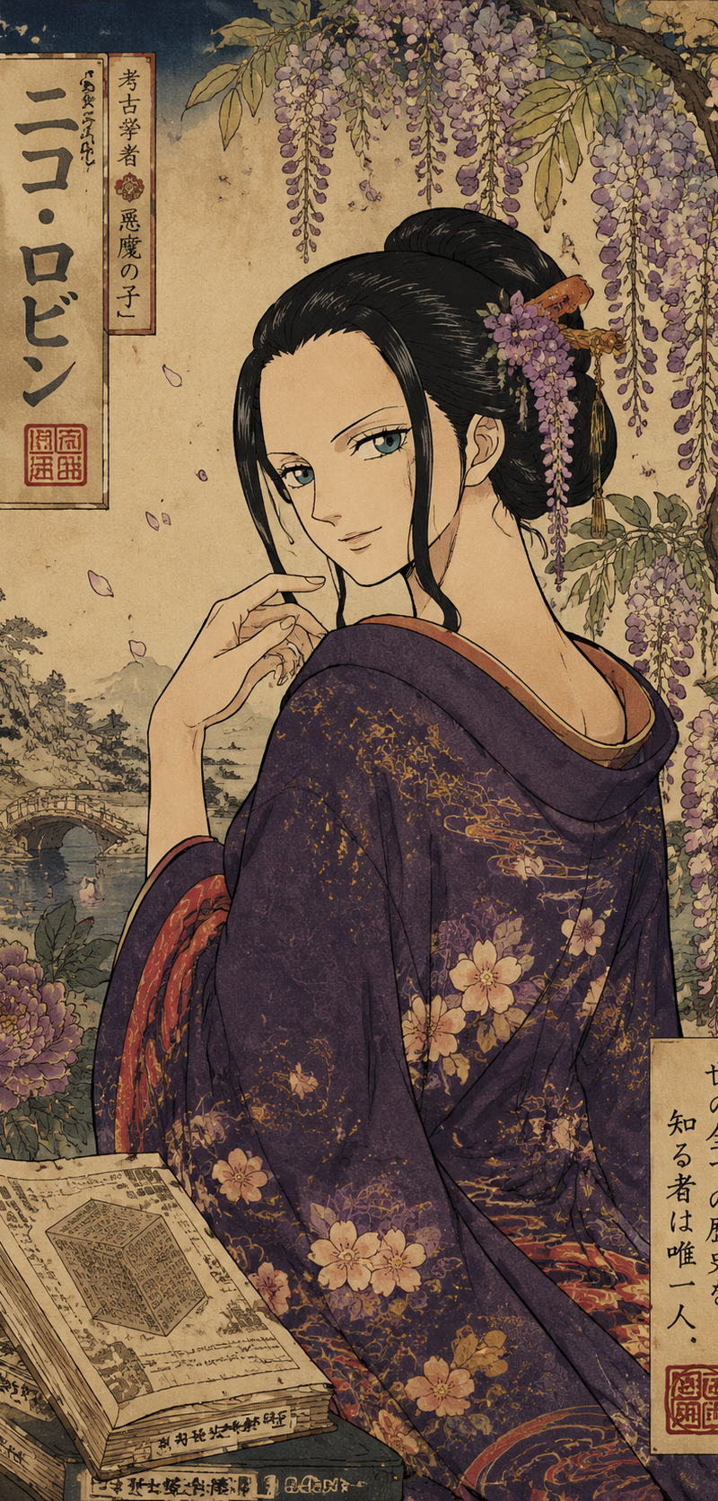 Ratio: 9:16 Style: Edo-style Japanese woodblock prints + traditional Japanese pa