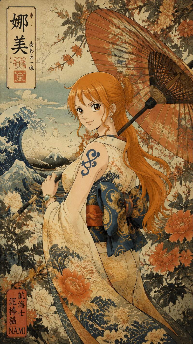 Ratio: 9:16 Style: Edo-style Japanese woodblock prints + traditional Japanese pa