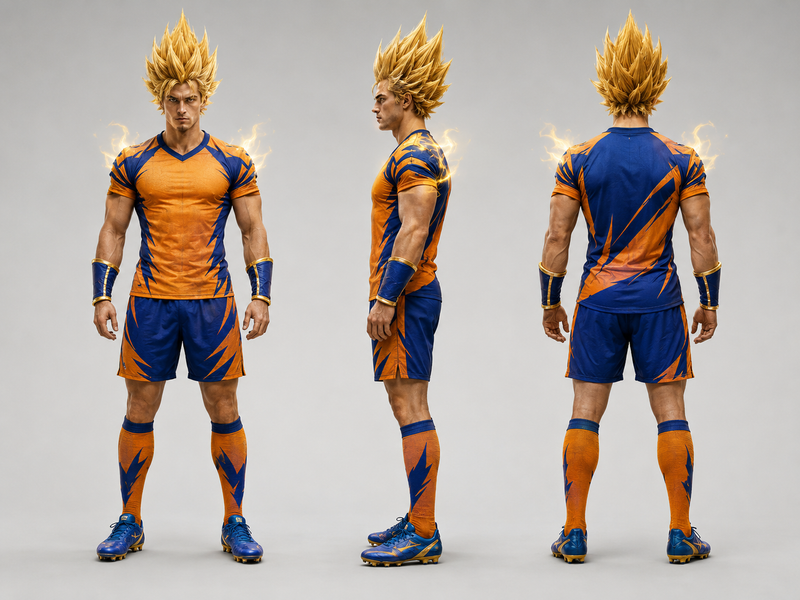 Character design sheet, three-view turnaround of the same live-action cosplay fo