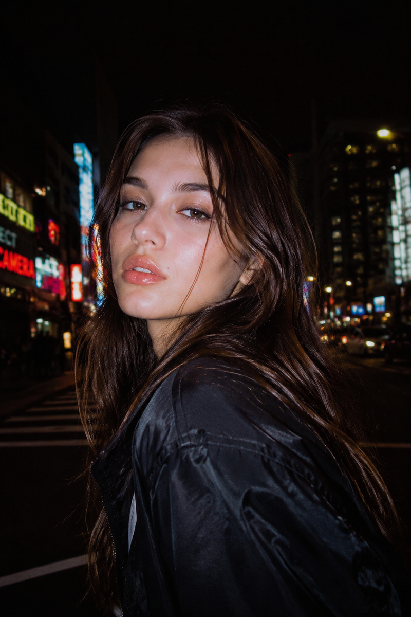 a cinematic night street portrait, y2k aesthetic, an extremely beautiful young w