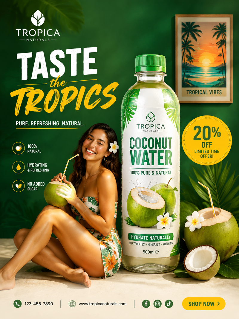 Create a creative commercial advertising poster for [PRODUCT NAME], a [PRODUCT T
