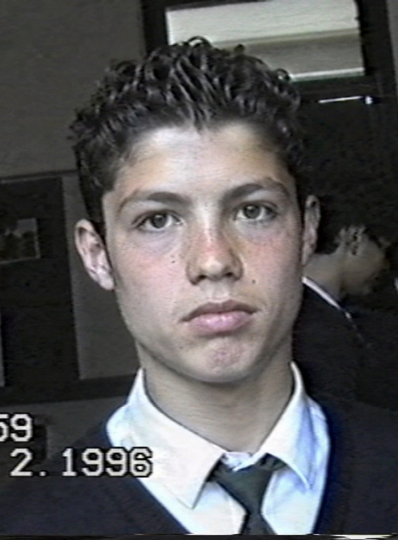 Image of Cristiano Ronaldo from a VHS camcorder recorder in a highschool in Feb 
