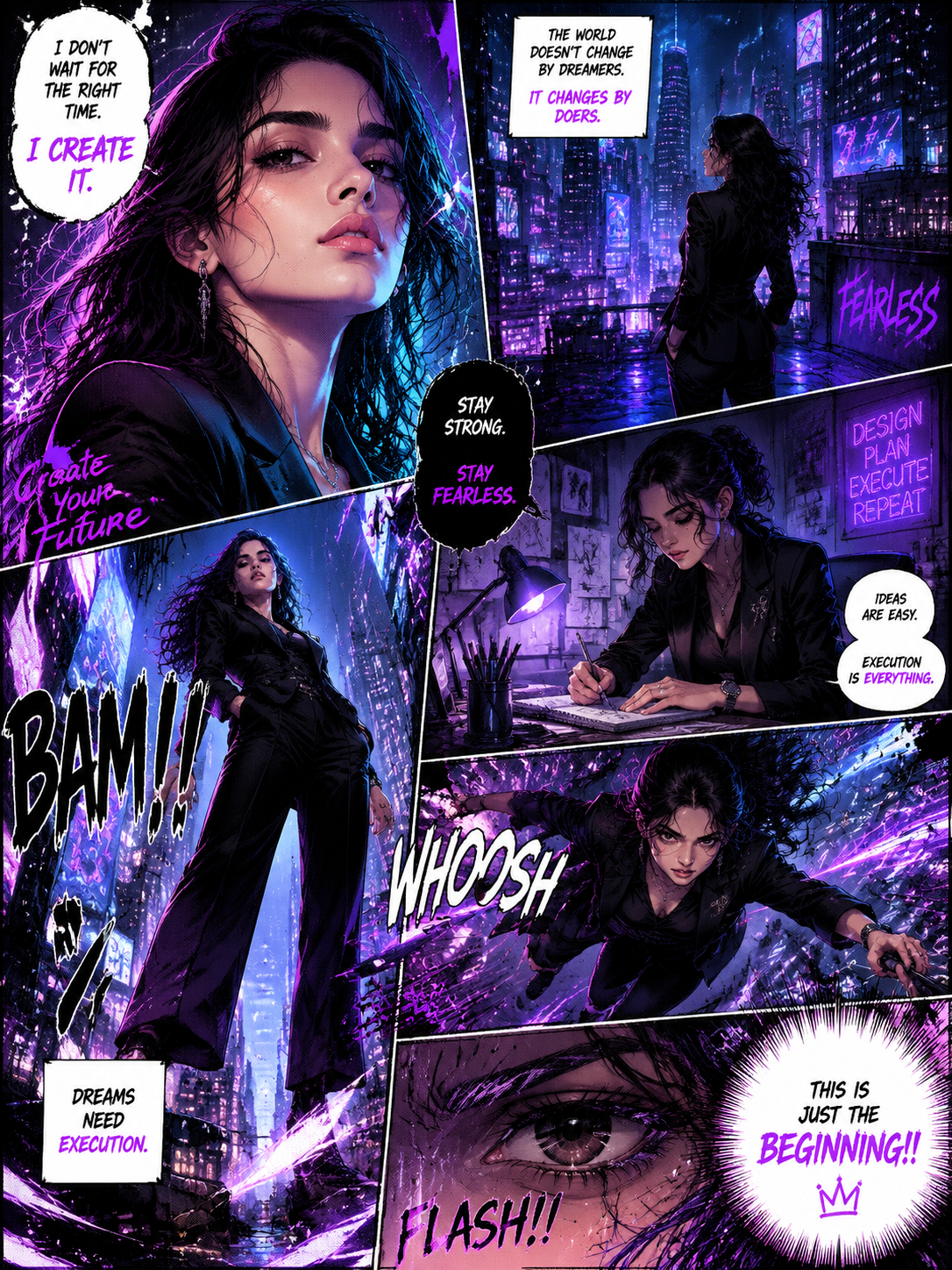 Create a full-page ultra-detailed colored manga illustration based on the provid