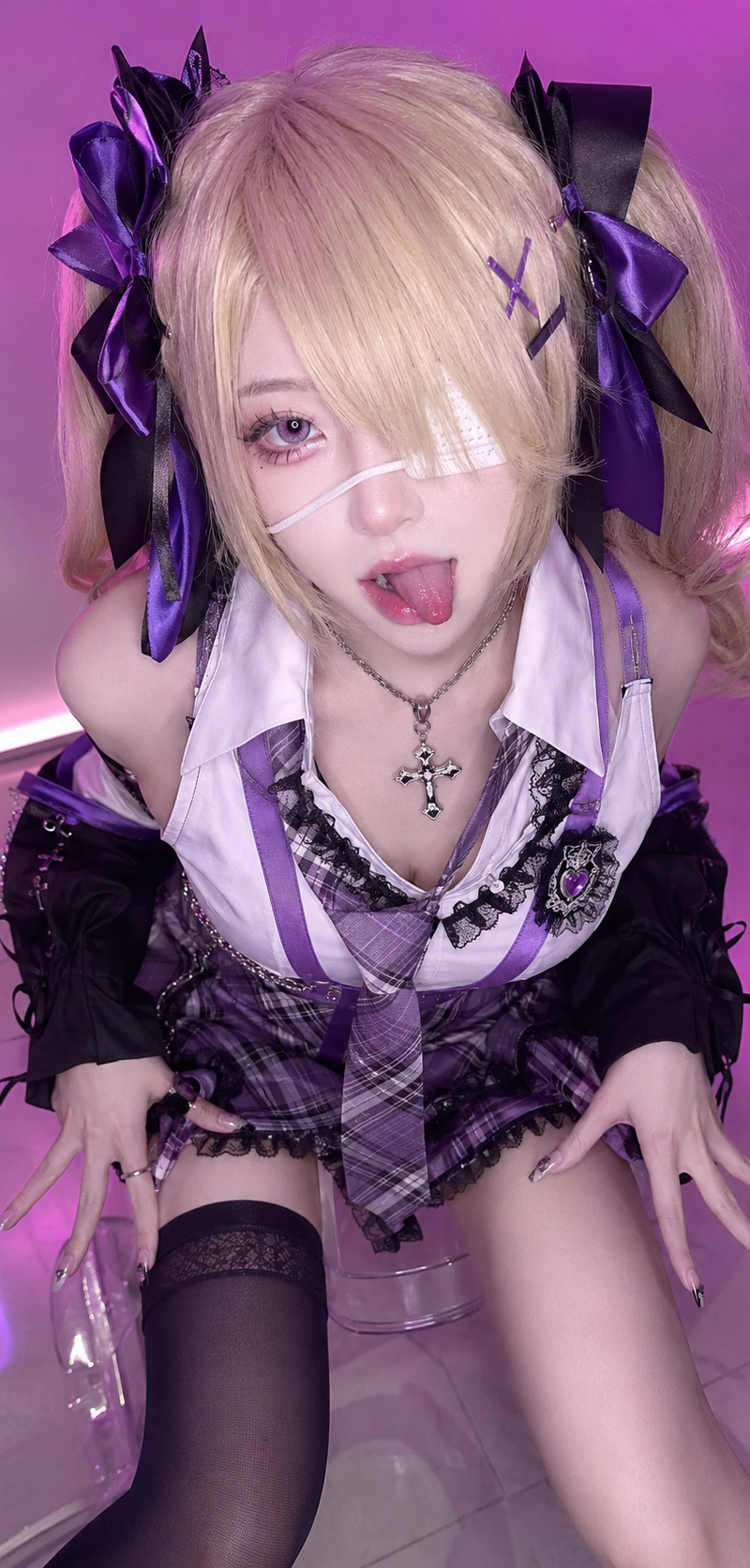 { "subject": { "description": "A young adult female anime cosplay portrait with 