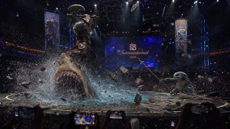 A 15-second realistic cinematic action shot: on the left stands a tall heavily a