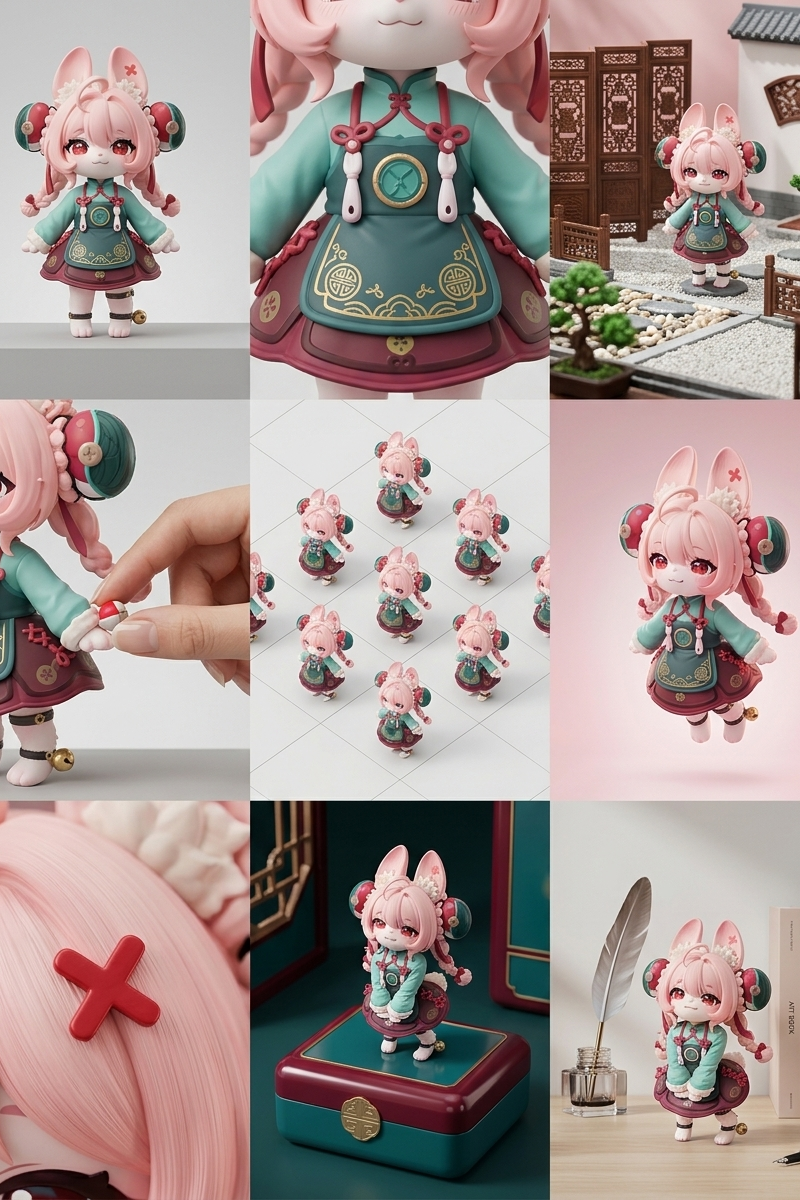 A clean 3×3 [ratio] storyboard grid with nine equal [ratio] sized panels on [4:5