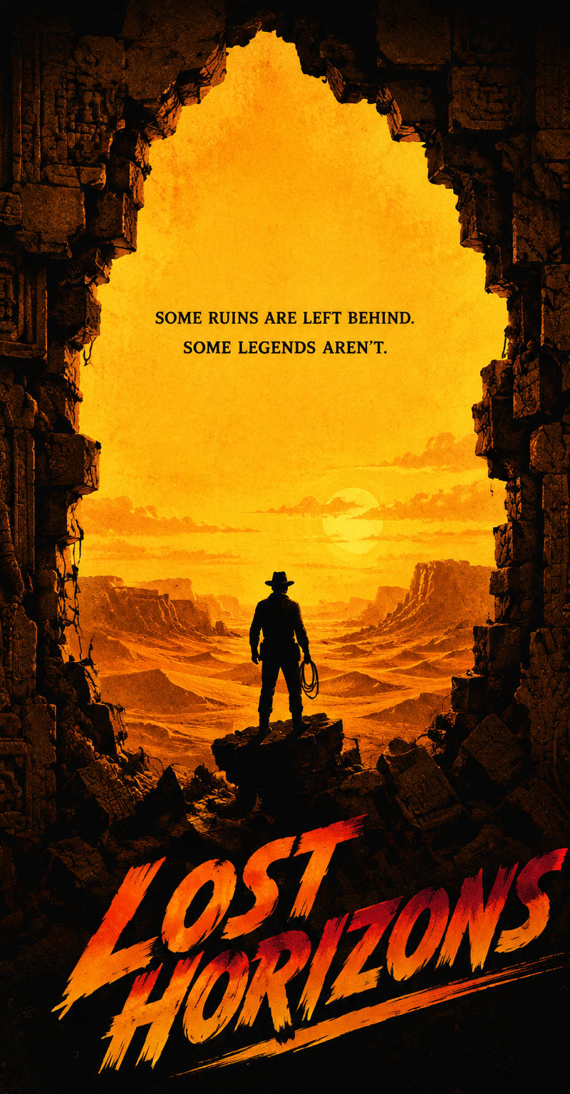 A vertical 2:3 vintage adventure movie poster illustration