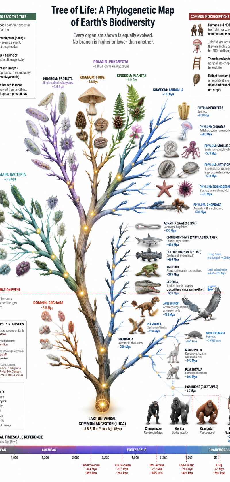 { "type": "evolutionary tree of life infographic", "instruction": "Using REFEREN