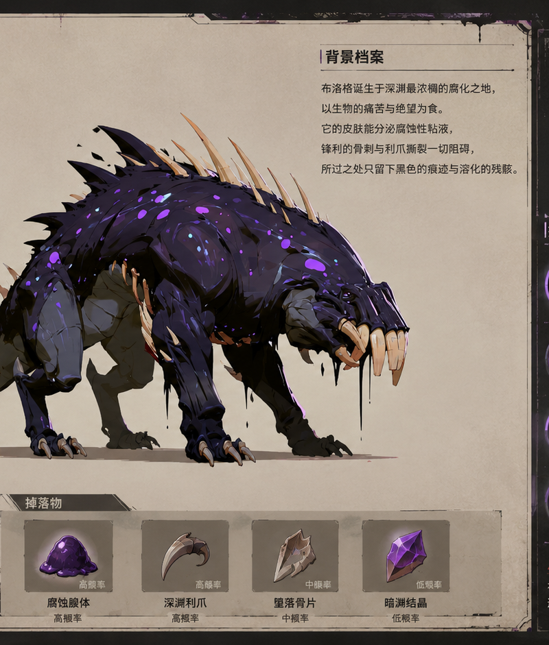 怪物介绍卡，全身照+技能