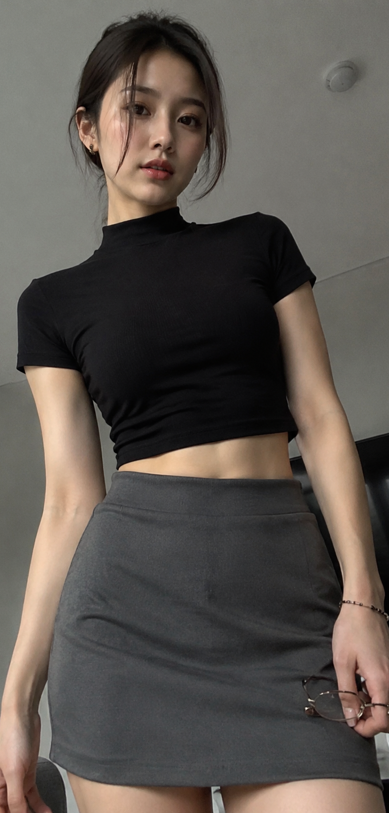 { "subject": { "description": "An adult young woman in a realistic indoor portra