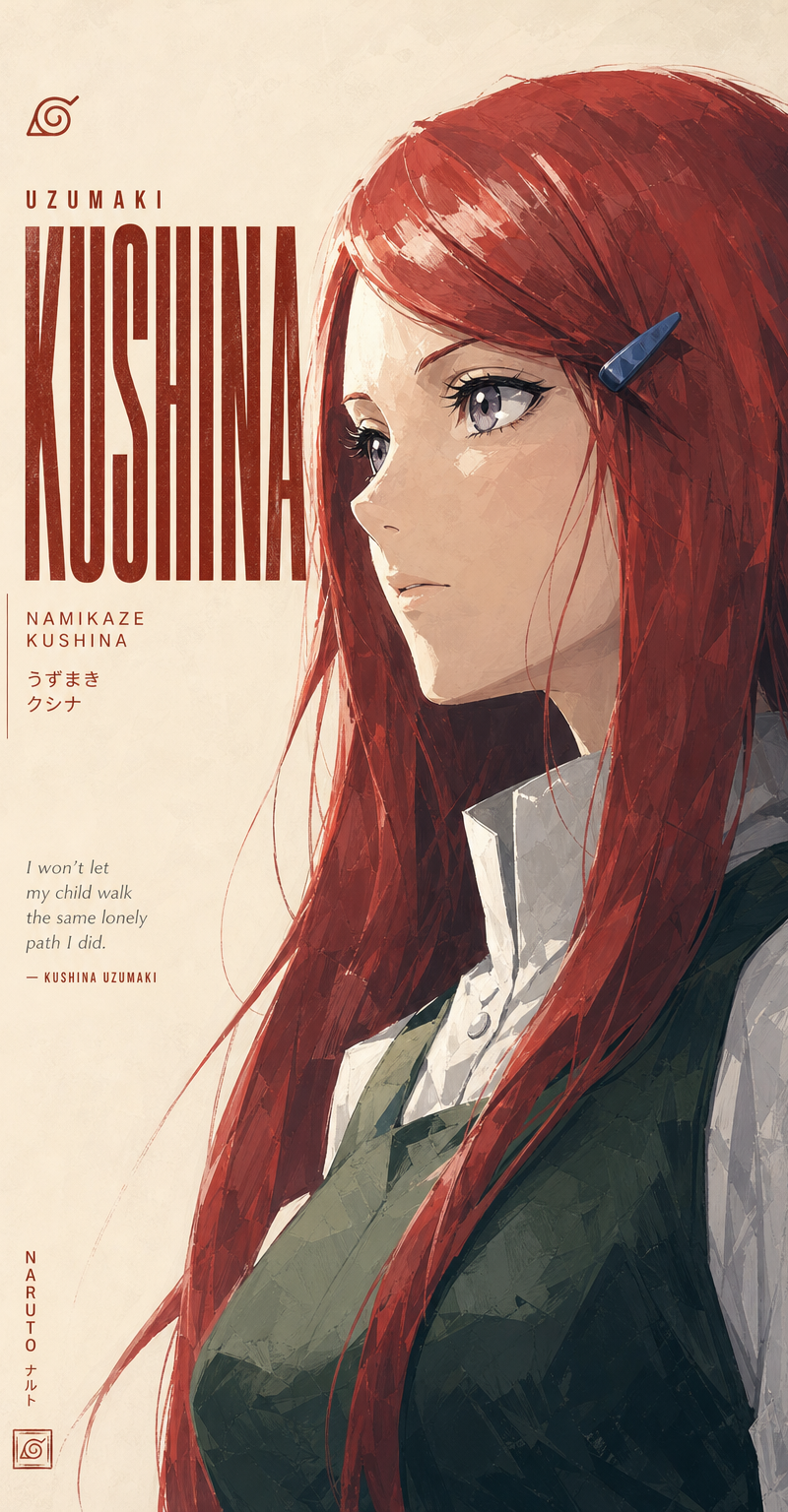 Kushina Uzumaki from Naruto, rendered in an Masashi Kishimoto-style thick paint 