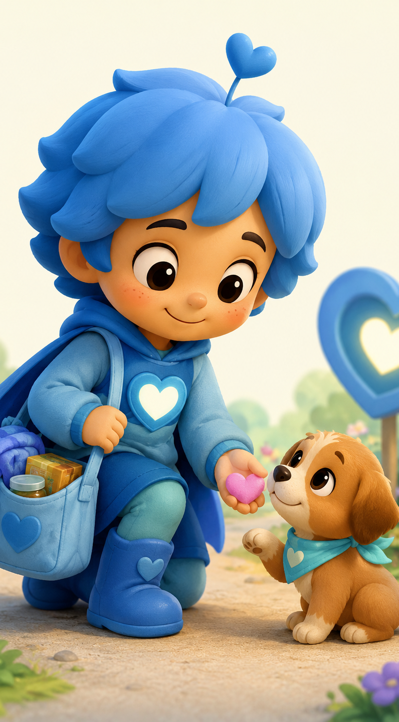 a kid friendly character that represents the personality trait of : kind
