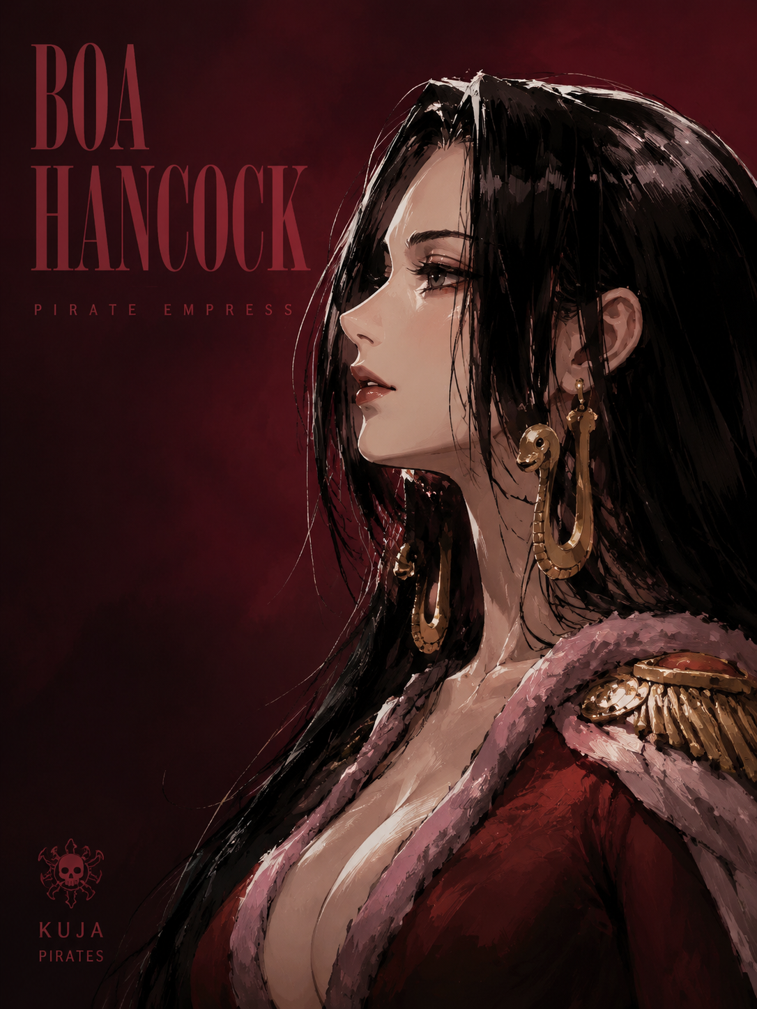 Boa Hancock from One Piece, illustrated in a Kubo Tite-inspired thick paint styl