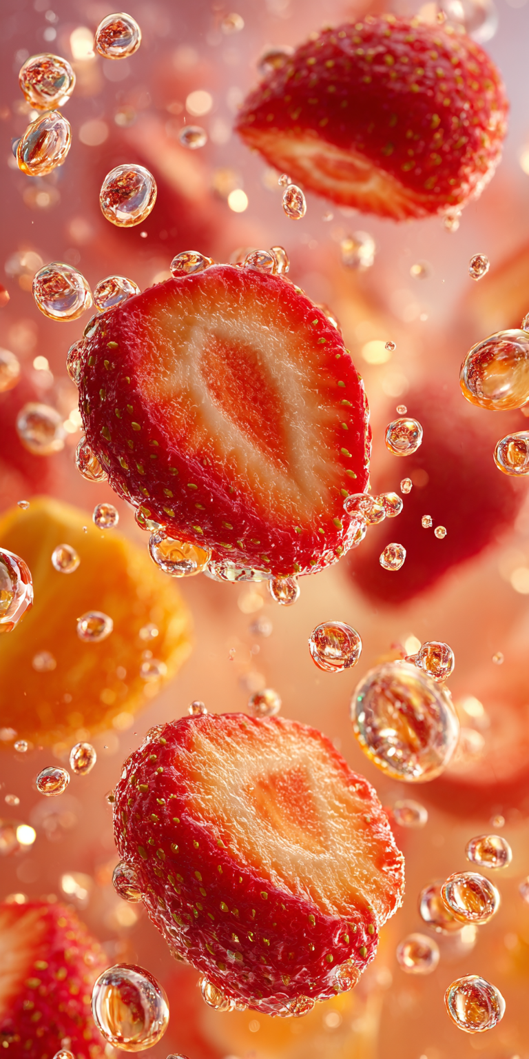 a photorealistic vibrant and close up vertical image captures several bright str
