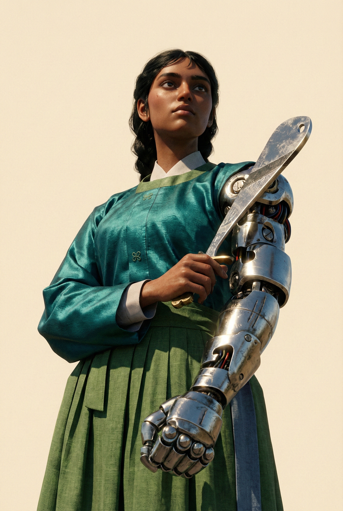 Convert @ character into a modern cinematic 3D render with a high-fashion grade,