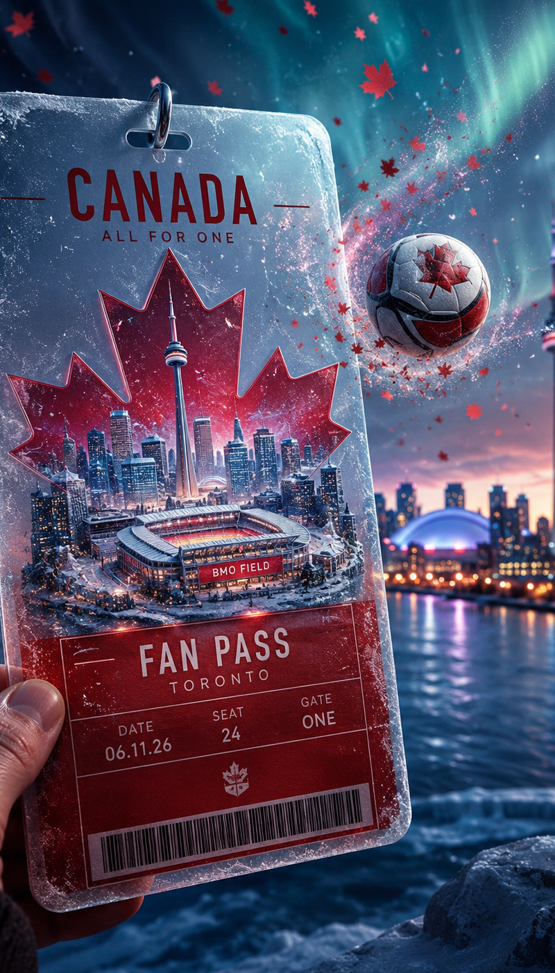Canada Design a cool red and white pass: hand holds a frosted pass with Toronto/