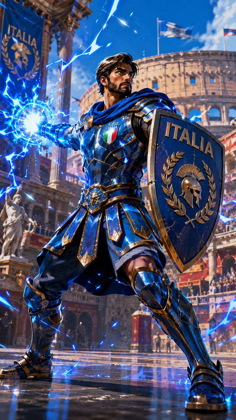 Italy Fortnite GladiatorИтальянский капитан как Fortnite‑гладиатор, лазурная бро