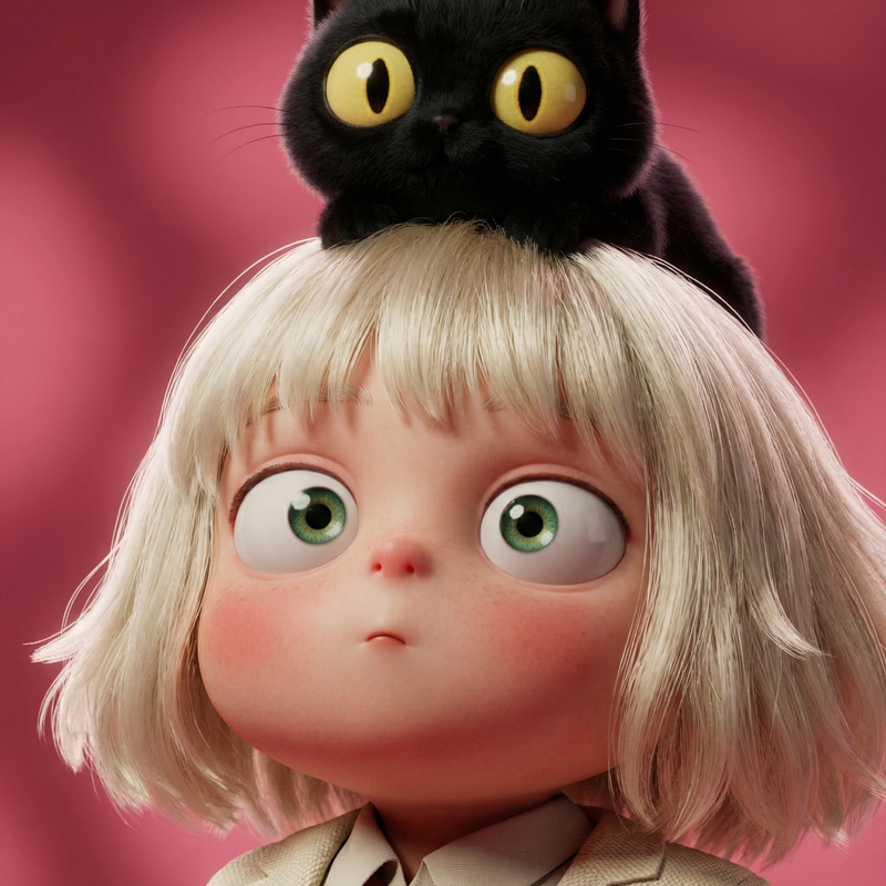 Convert @ character into a modern cinematic 3D render with a high-fashion grade,